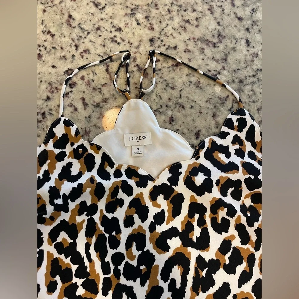 New J.Crew Leopard print scalloped hem Cami Top size 4